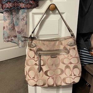 Coach F23918 Daisy Outline Metallic Convertible Light Khaki/Gold Signature Pink.